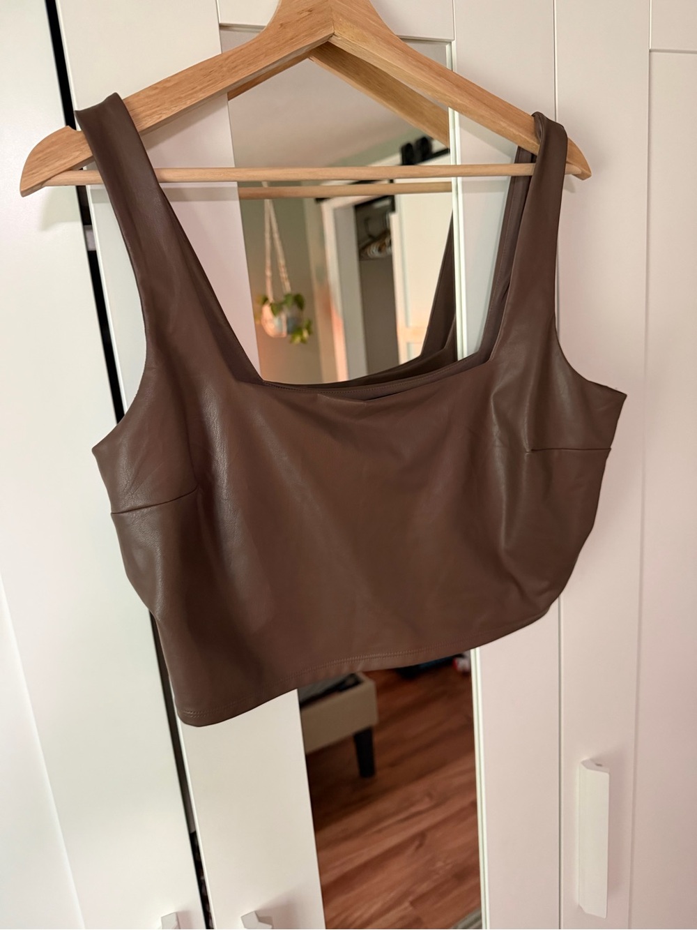 Express Brown Vegan Leather Crop Tank